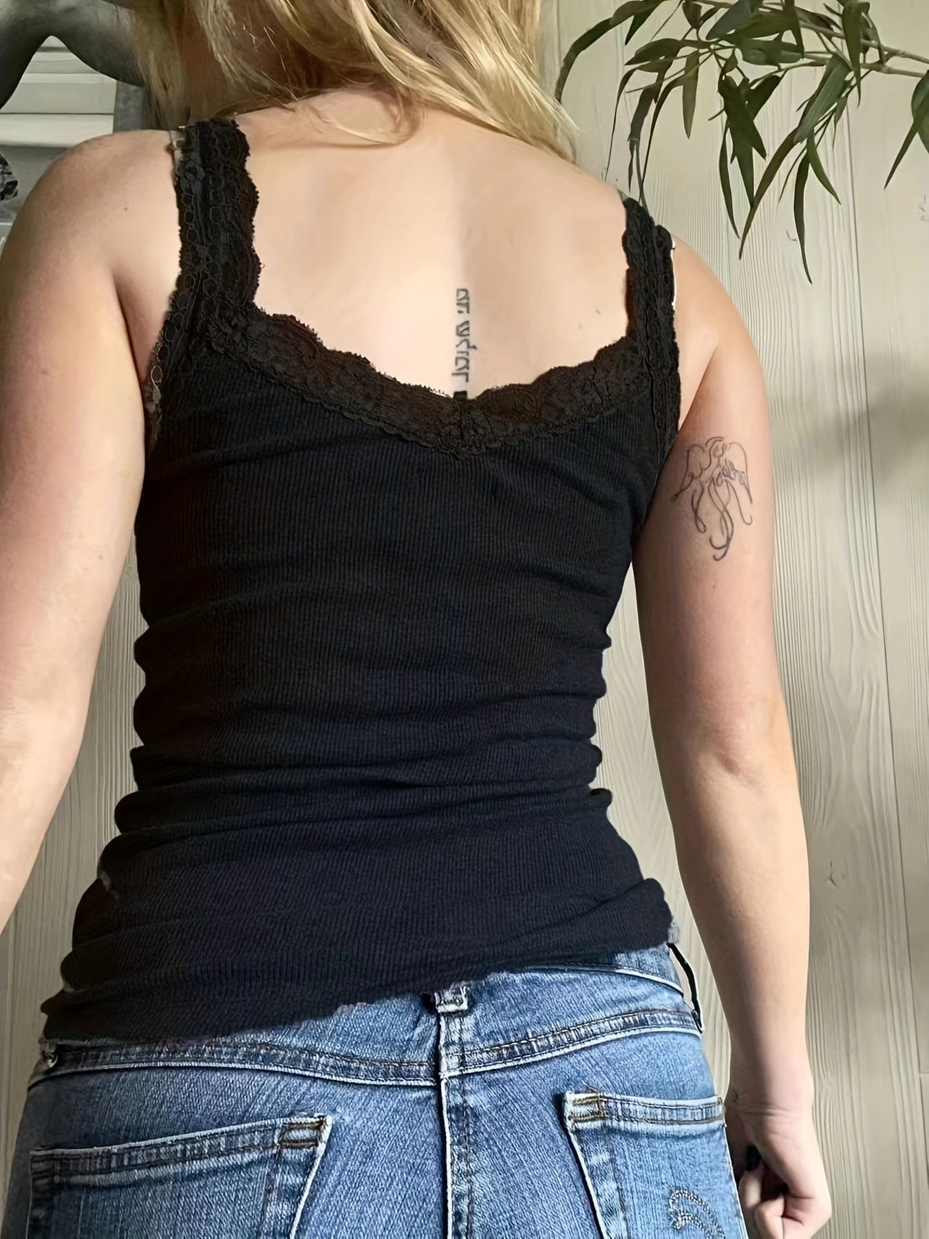 Soft Ribbed Tank with Delicate Lace