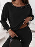 Stylish Black Joggers with Pearl Detail