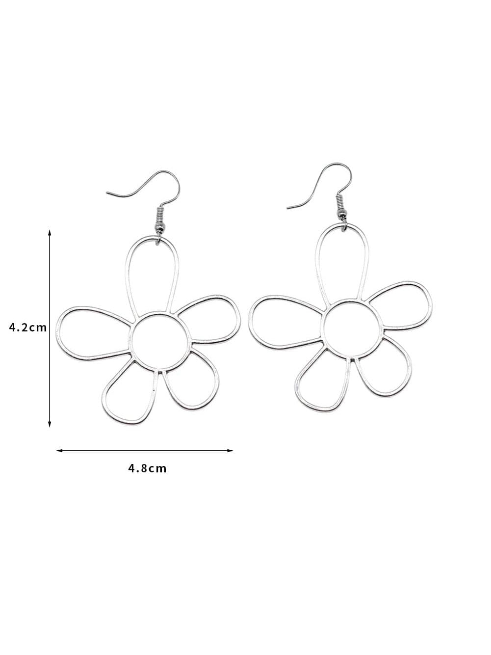 Shimmering Hollow Flower Silver Hook Earrings