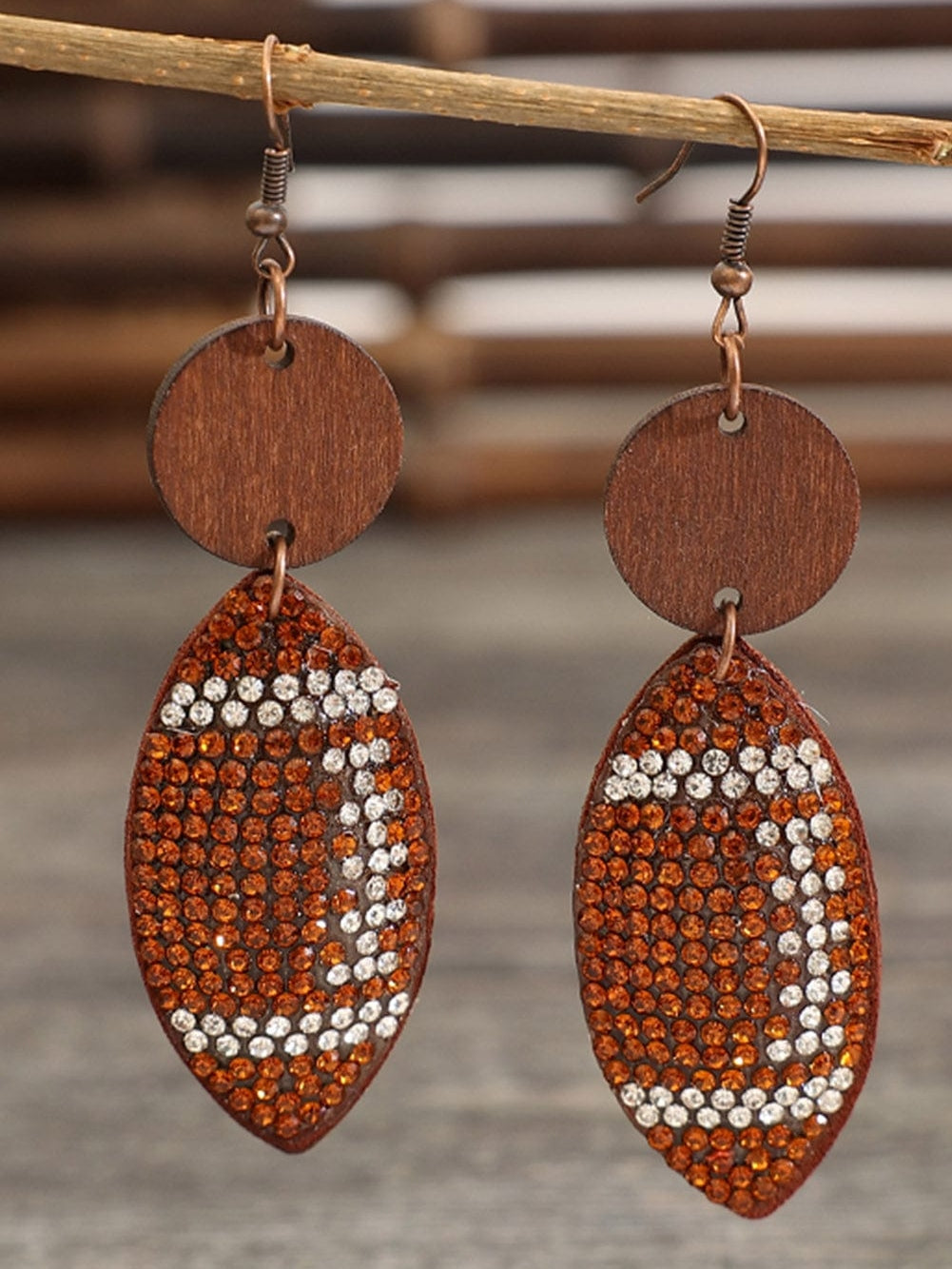 Shimmering Rugby Rhinestone Drop Earrings