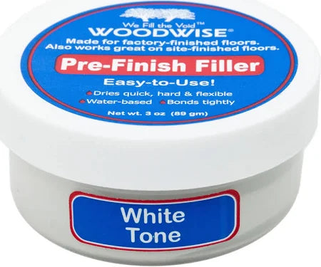 Masilla para madera preacabada Woodwise, frasco de 3 oz (tono blanco)