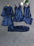 5-Piece Pajama Set: Soft Satin, Lace Details