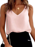 Women's Fashion V Neck Knotted Shoulder Sleeveless Blouse