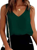 Women's Fashion V Neck Knotted Shoulder Sleeveless Blouse