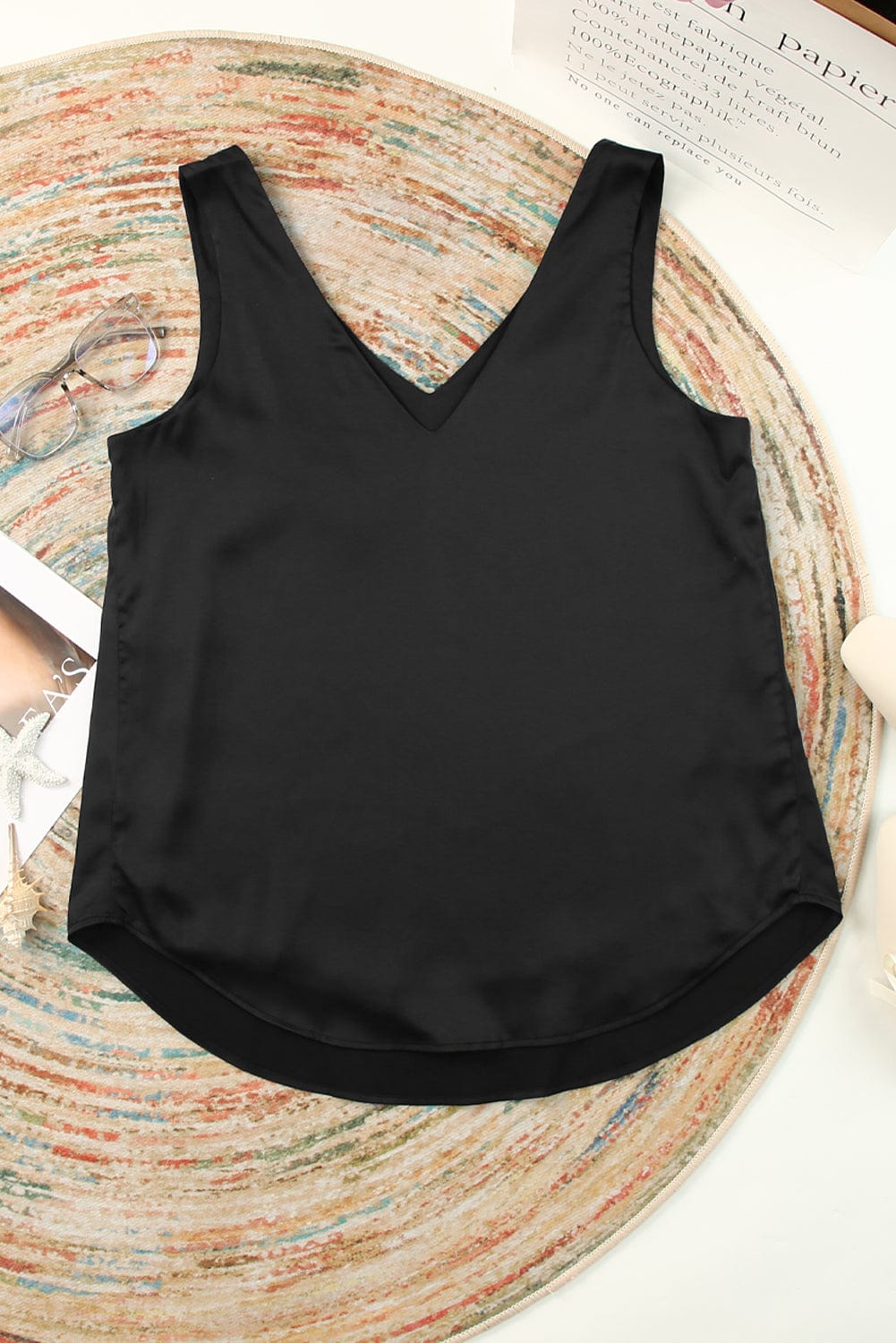 Women's Fashion V Neck Knotted Shoulder Sleeveless Blouse