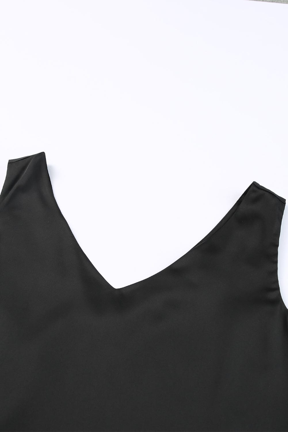 Women's Fashion V Neck Knotted Shoulder Sleeveless Blouse