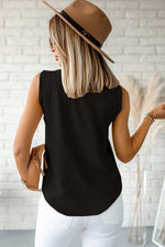 Women's Fashion V Neck Knotted Shoulder Sleeveless Blouse