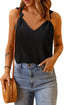Women's Fashion V Neck Knotted Shoulder Sleeveless Blouse