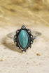 Bohemian Turquoise Rhinestone Ring Collection - Set of 8 Vintage Silver Rings