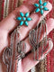 Turquoise Flower and Cactus Western Dangle Earrings