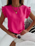 Black Scoop Neck T-Shirt with Puff Sleeves