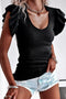 Black Scoop Neck T-Shirt with Puff Sleeves