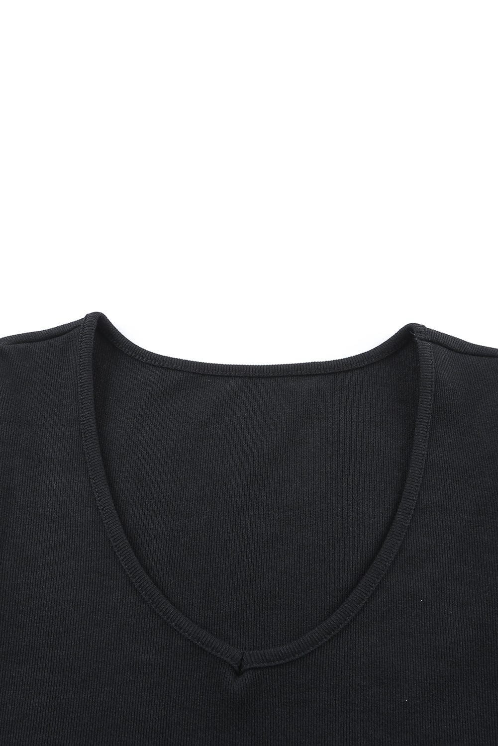 Black Scoop Neck T-Shirt with Puff Sleeves
