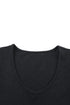 Black Scoop Neck T-Shirt with Puff Sleeves