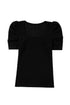 Black Scoop Neck T-Shirt with Puff Sleeves