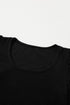 Black Scoop Neck T-Shirt with Puff Sleeves