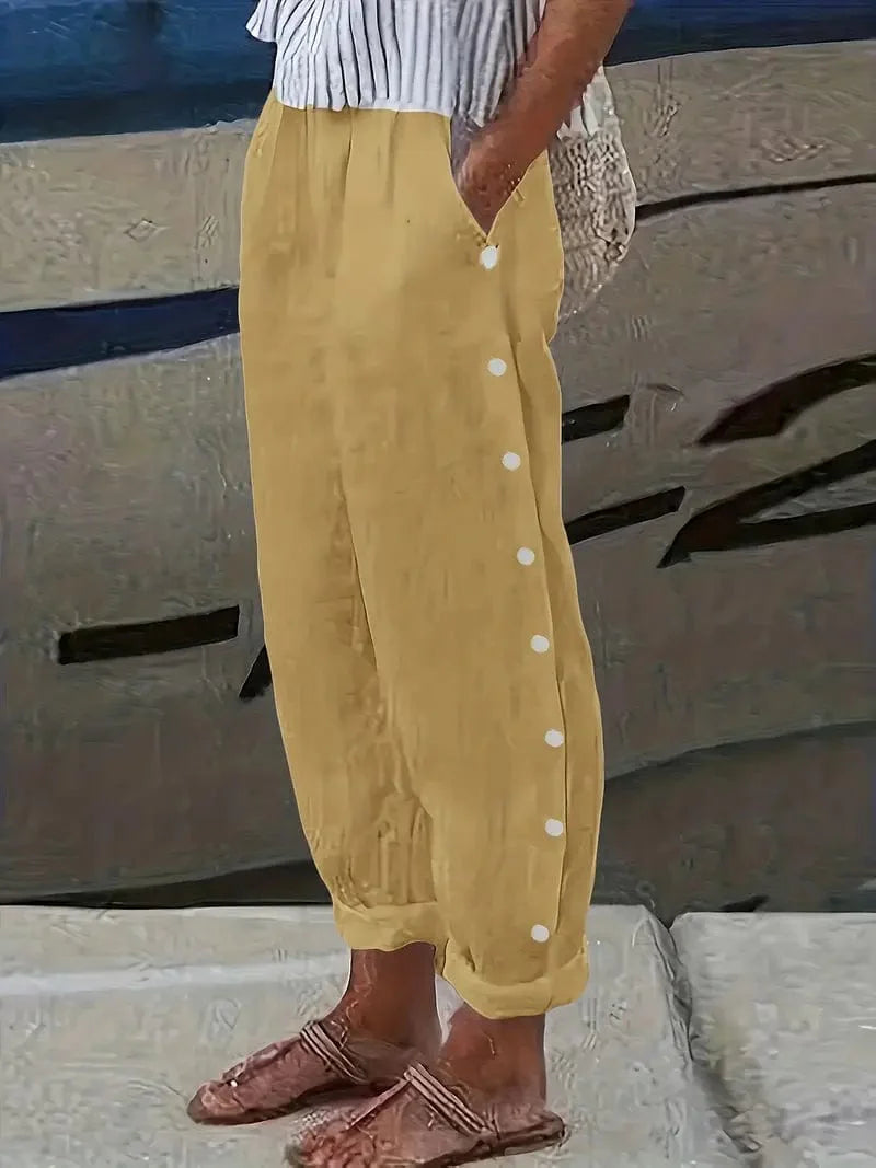Striped Wide Leg Pants with Drawstring