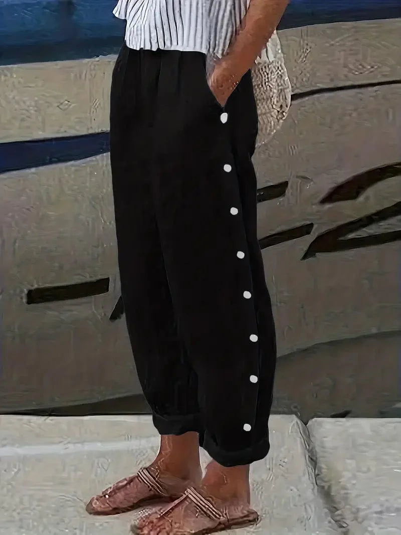 Striped Wide Leg Pants with Drawstring