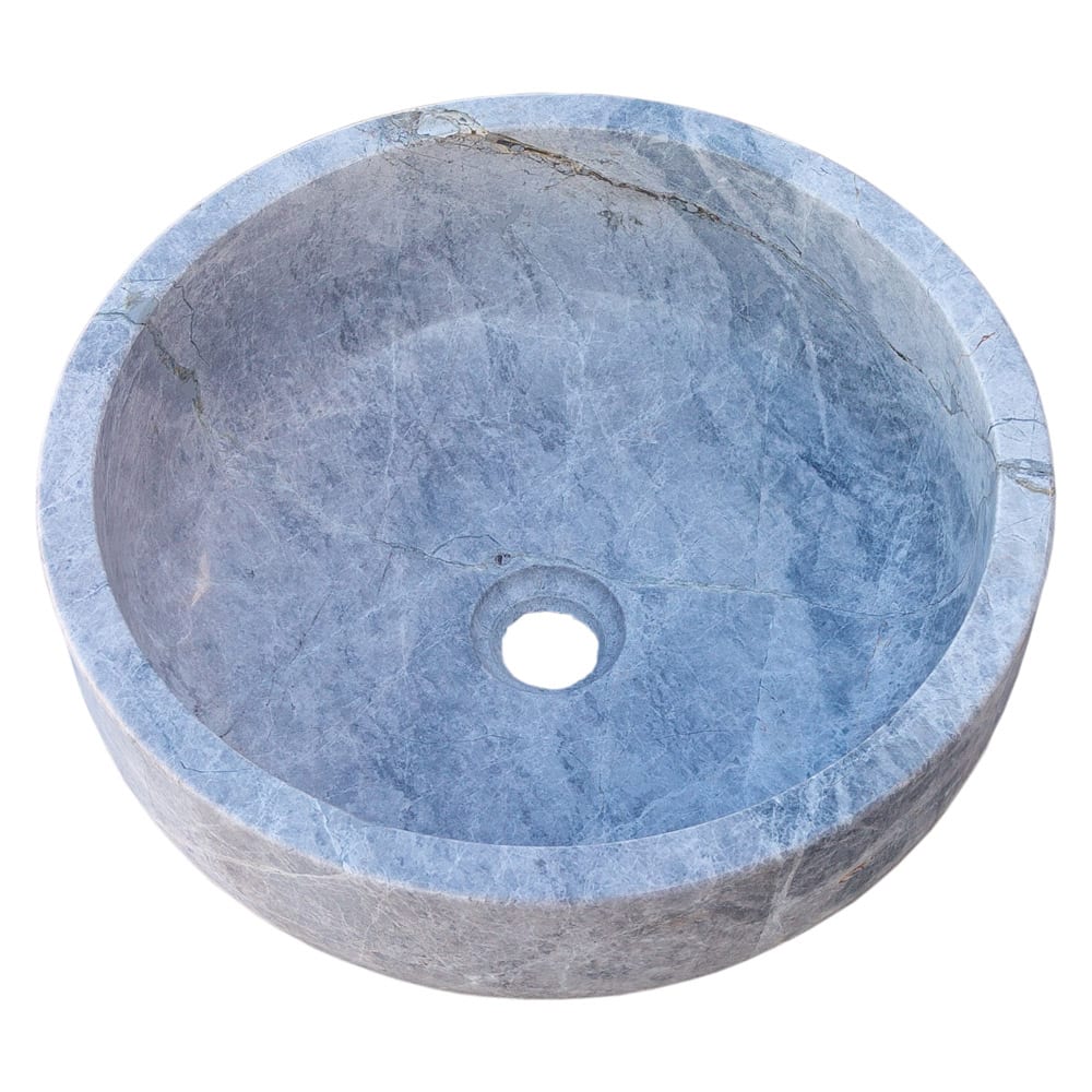 Lavabo sobre lavabo de baño de piedra natural de mármol plateado Sirius (diámetro de 16