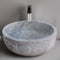 Lavabo sobre lavabo de baño de piedra natural de mármol plateado Sirius (diámetro de 16" y alto de 6")