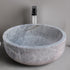 Lavabo sobre lavabo de baño de piedra natural de mármol plateado Sirius (diámetro de 16" y alto de 6")