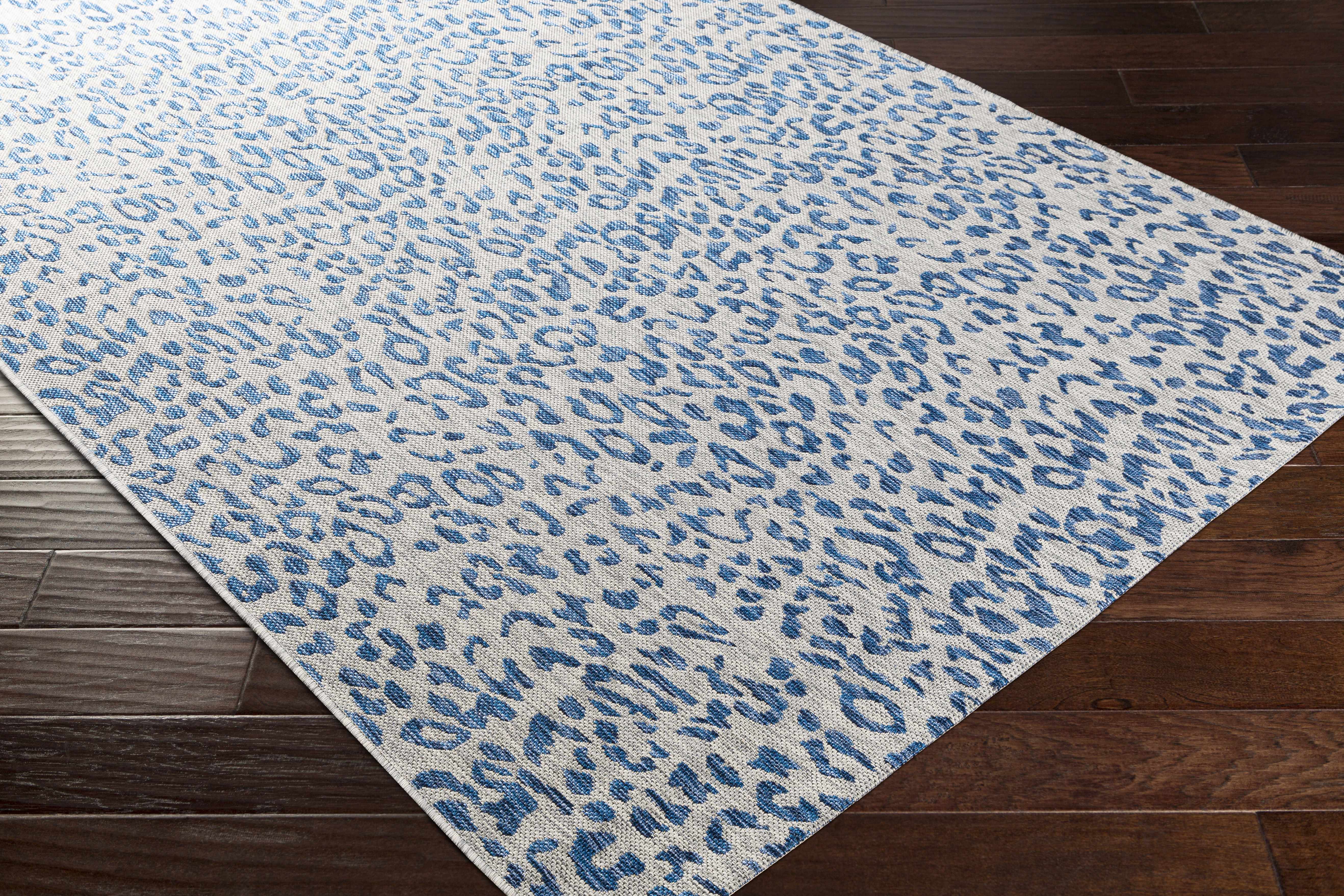 Alfombra de alto rendimiento con estampado de leopardo azul de Skipsea