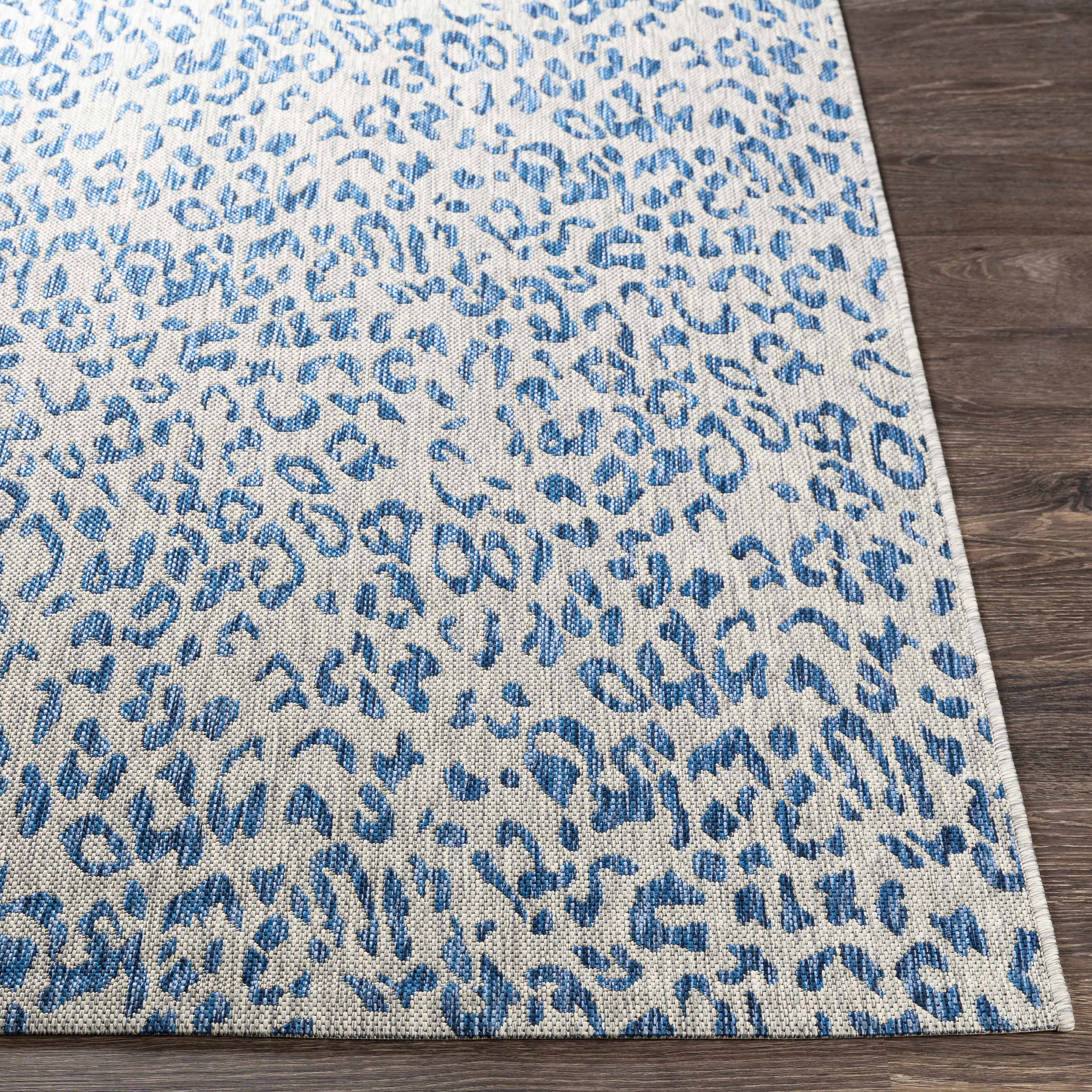 Alfombra de alto rendimiento con estampado de leopardo azul de Skipsea