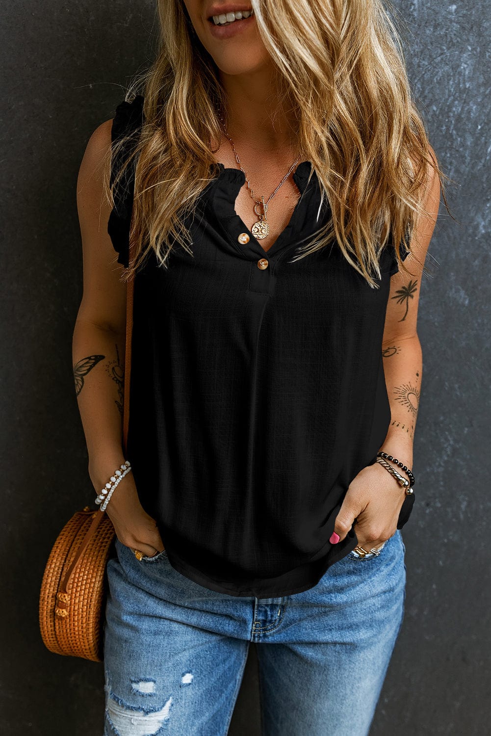 Cross Lace-up Skull Tank Top