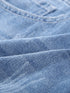 Sky Blue Denim Shorts with Distressed Front and Raw Roll Hemline