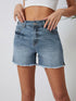 Sky Blue Distressed High Waist Denim Shorts
