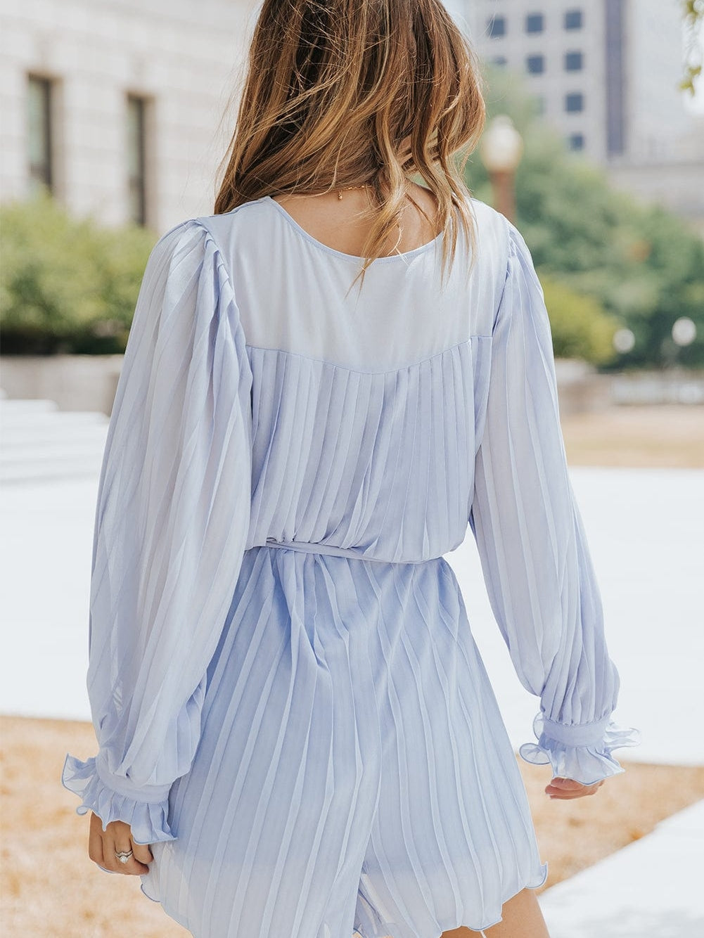 Button-Front Pleated Romper