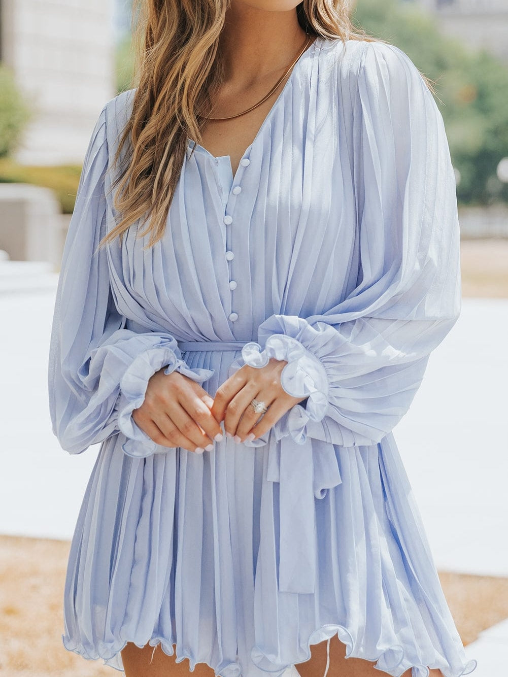 Button-Front Pleated Romper