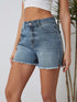 Sky Blue Distressed High Waist Denim Shorts