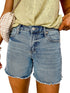 Sky Blue Distressed High Waist Denim Shorts
