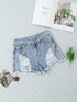 Beach Denim Shorts with Sparkling Rhinestones