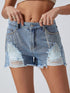 Beach Denim Shorts with Sparkling Rhinestones
