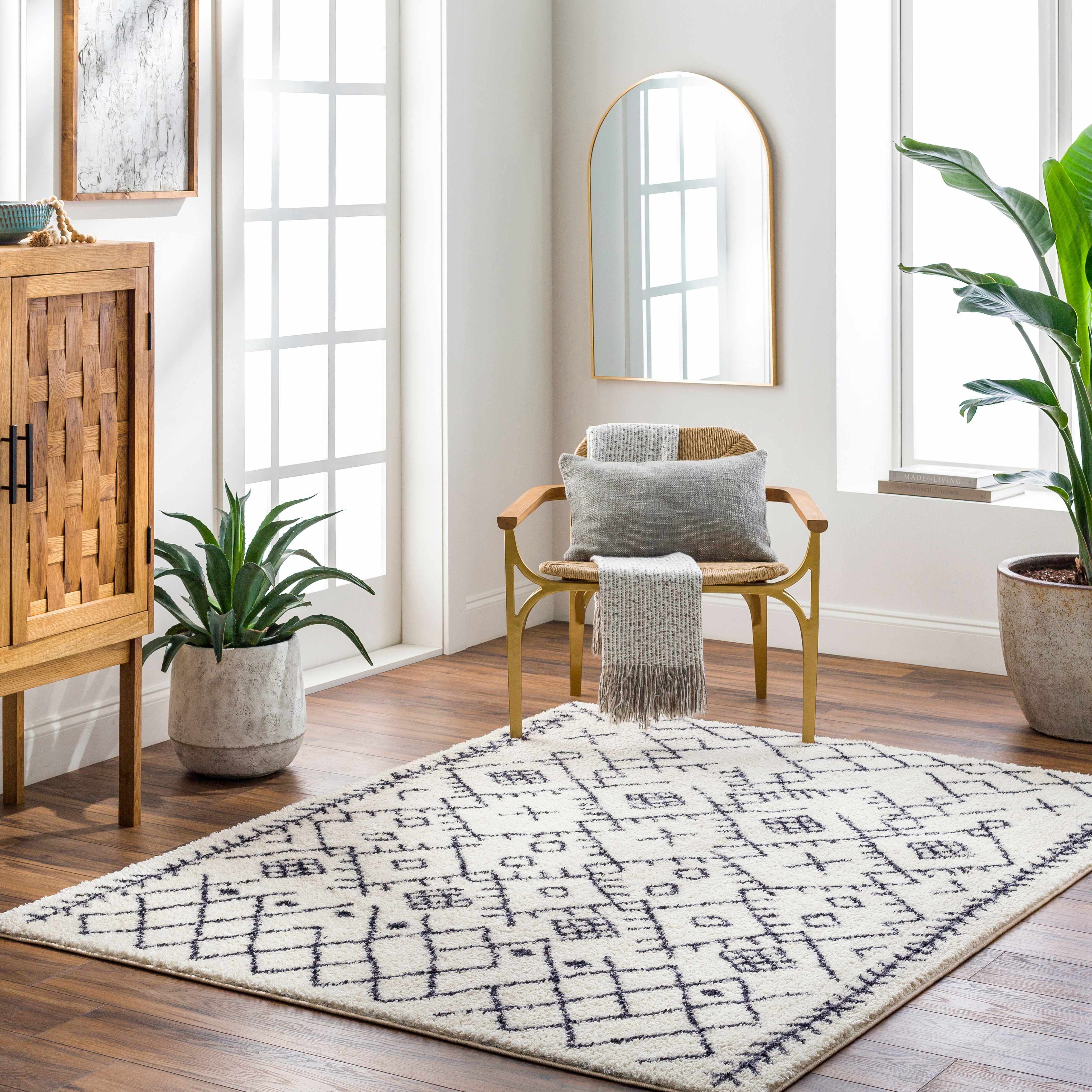 Alfombra lavable color beige Elyes