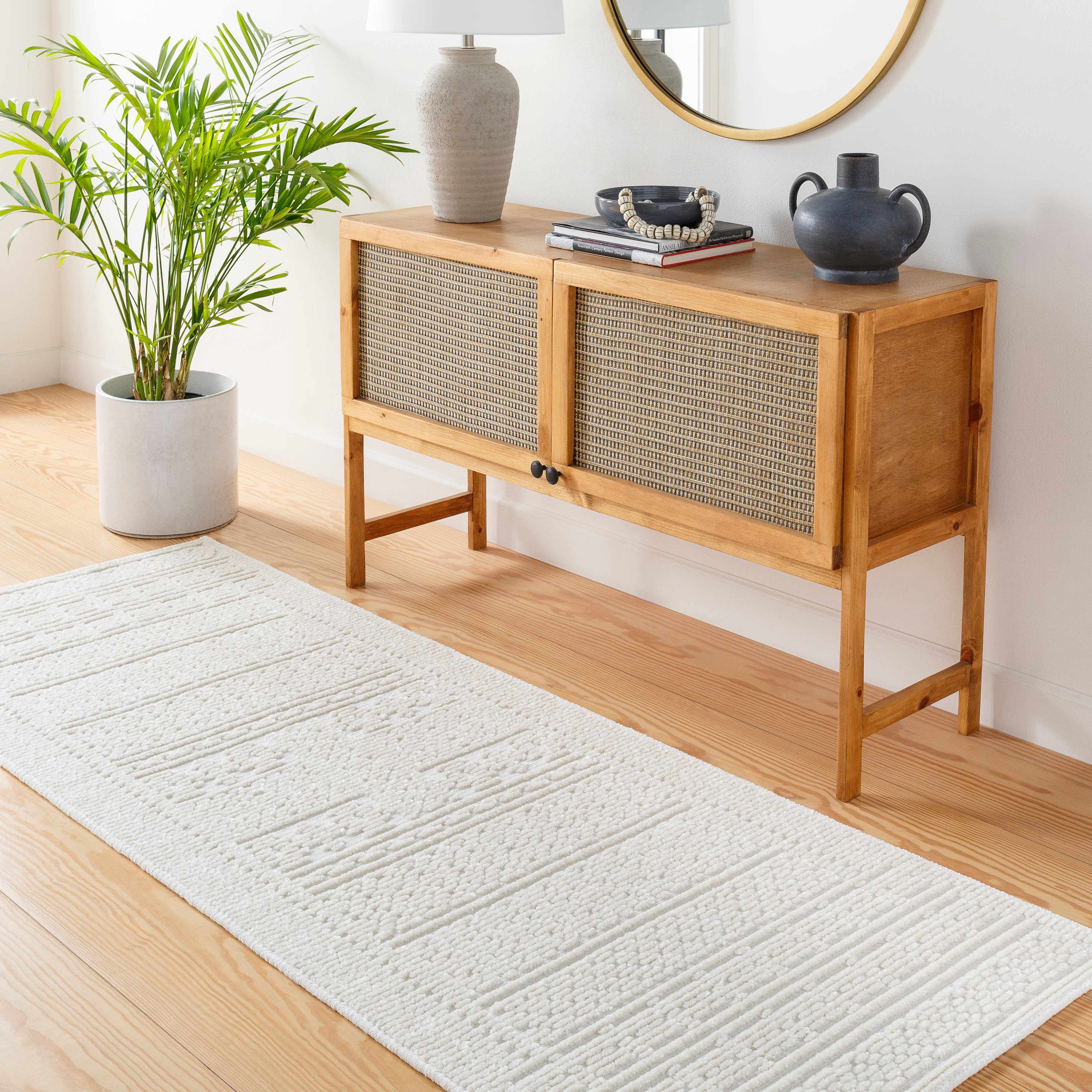 Alfombra lavable de color crema Bahar