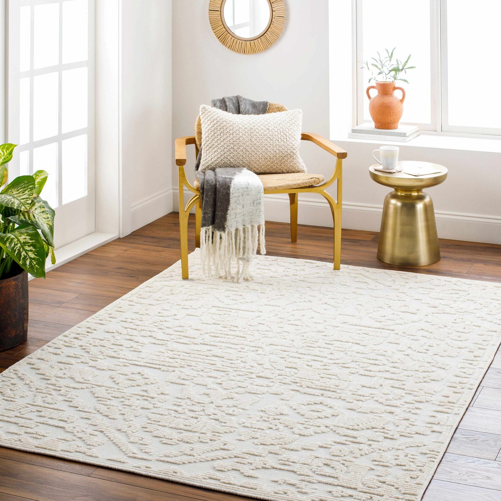 Alfombra lavable color crema Beren