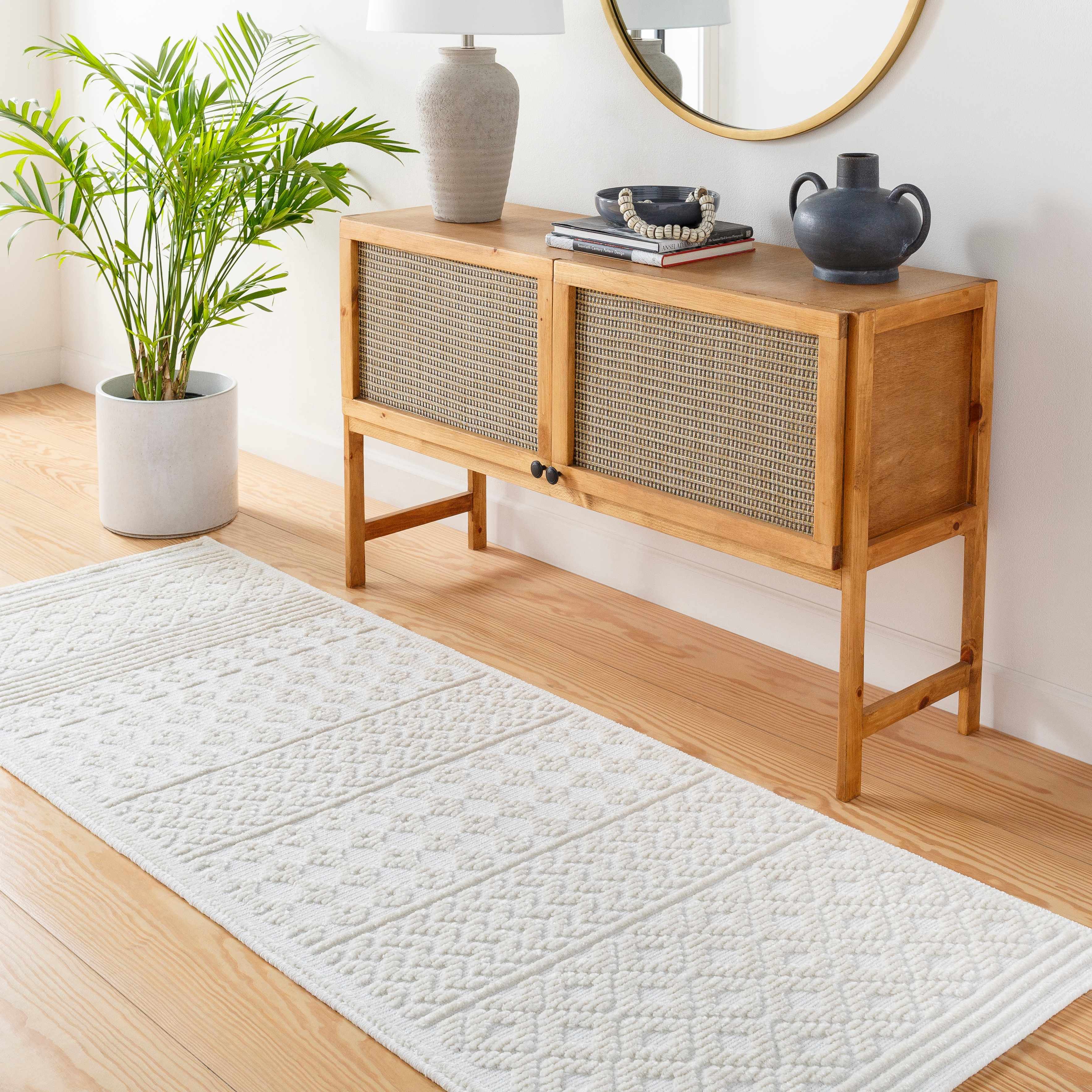 Alfombra lavable de color blanco Drago