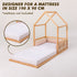 Wooden Montessori House Floor Bed with Fence and Roof for Kids (190x90 cm)