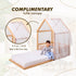 Wooden Montessori House Floor Bed with Fence and Roof for Kids (190x90 cm)