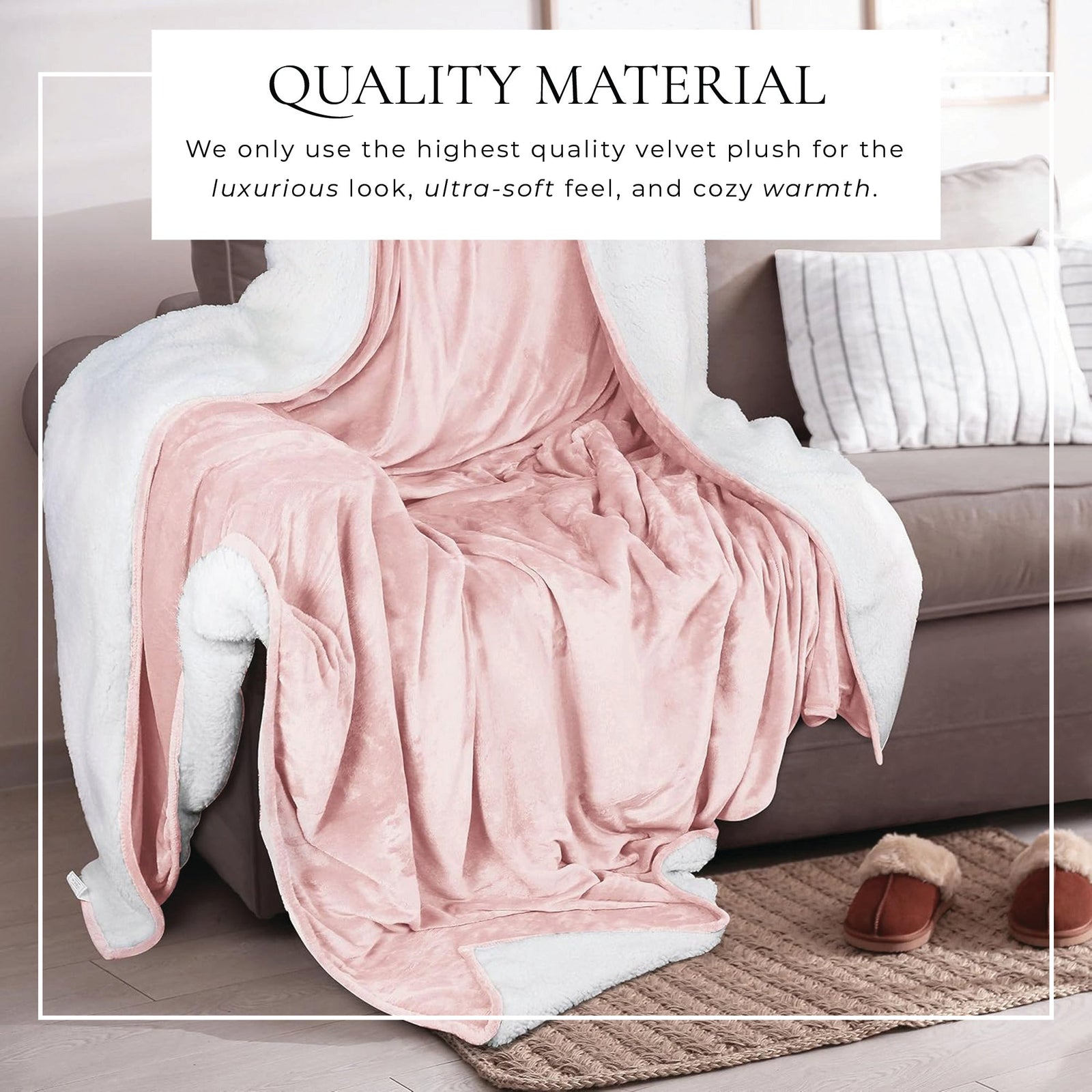 Velvet Plush Sherpa Bed Blanket - Sherpa Fleece Collection