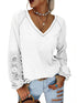 Everyday V-Neck T-Shirt with Crochet Sleeves