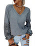 Everyday V-Neck T-Shirt with Crochet Sleeves