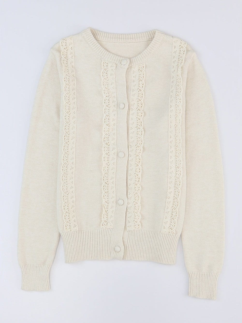 Feminine Knit Cardigan with Lace Detailing