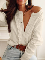 Feminine Knit Cardigan with Lace Detailing