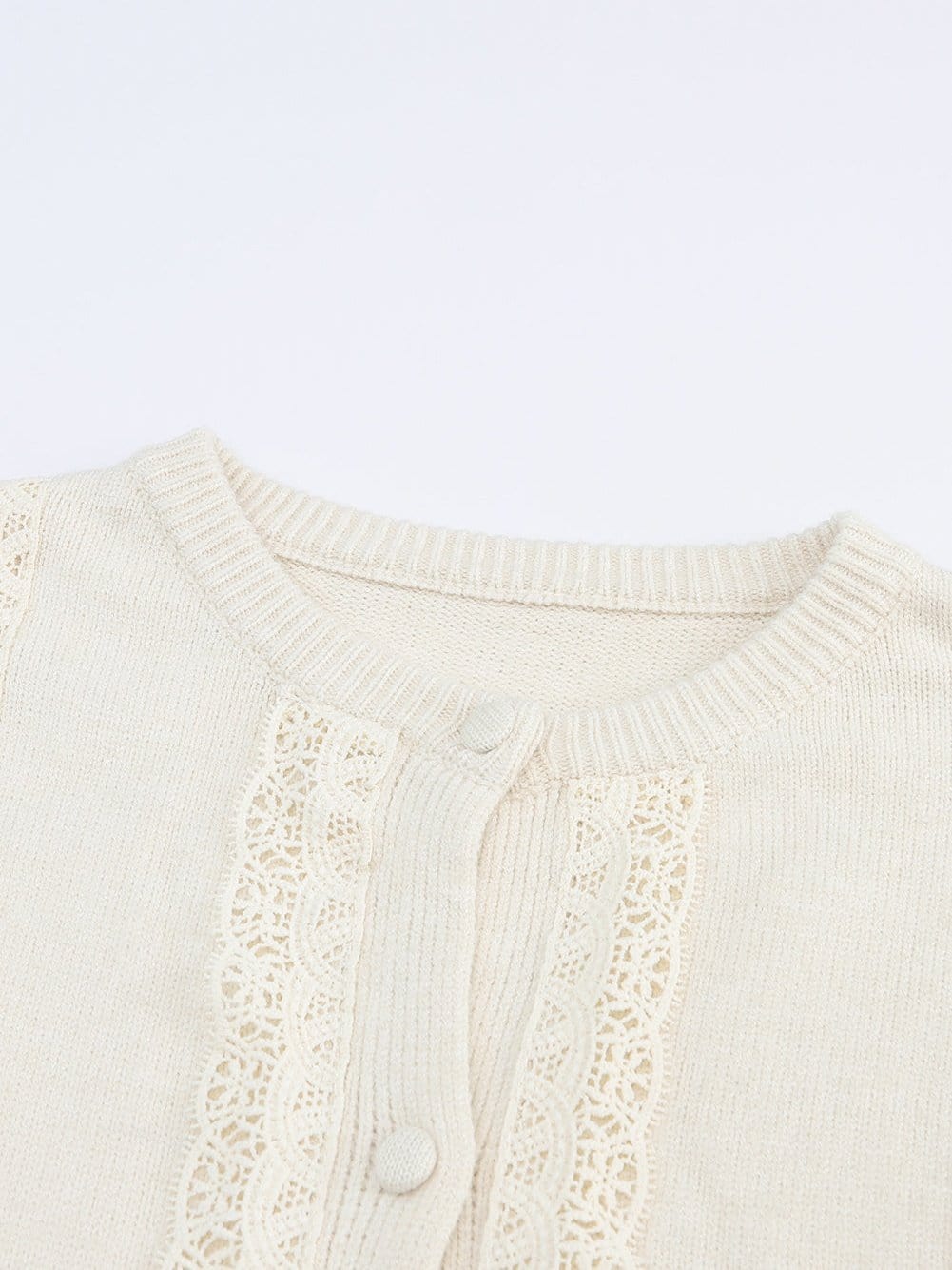Feminine Knit Cardigan with Lace Detailing