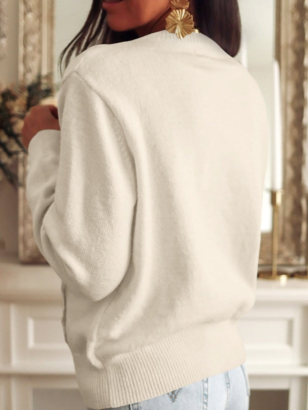 Feminine Knit Cardigan with Lace Detailing