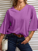 Long Sleeve V Neck Casual Top